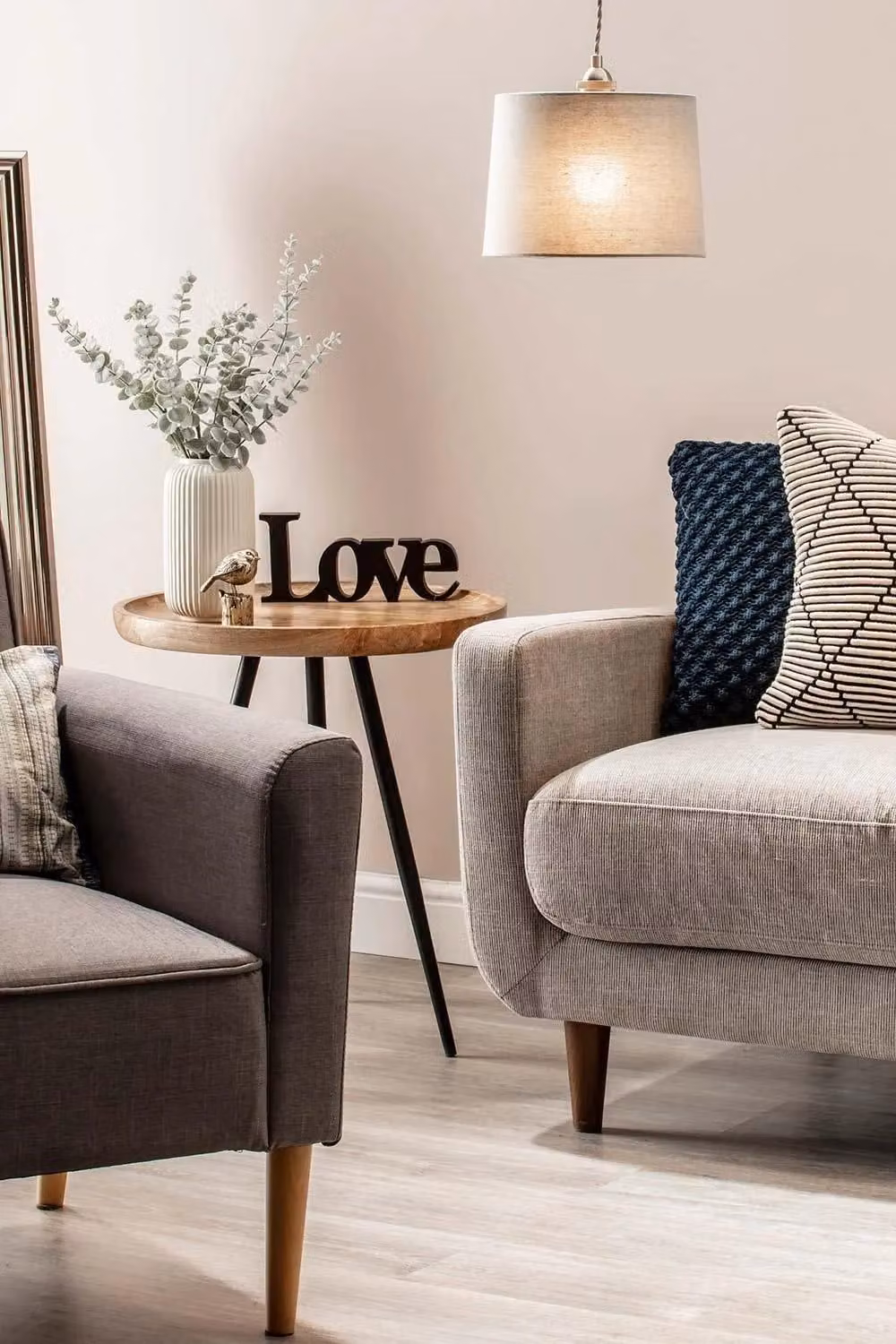 BHS Lighting Mira Small Grey Linen Easy Fit Cylinder Light Shade, Diameter: 25 cm, Height: 19 cm – 2