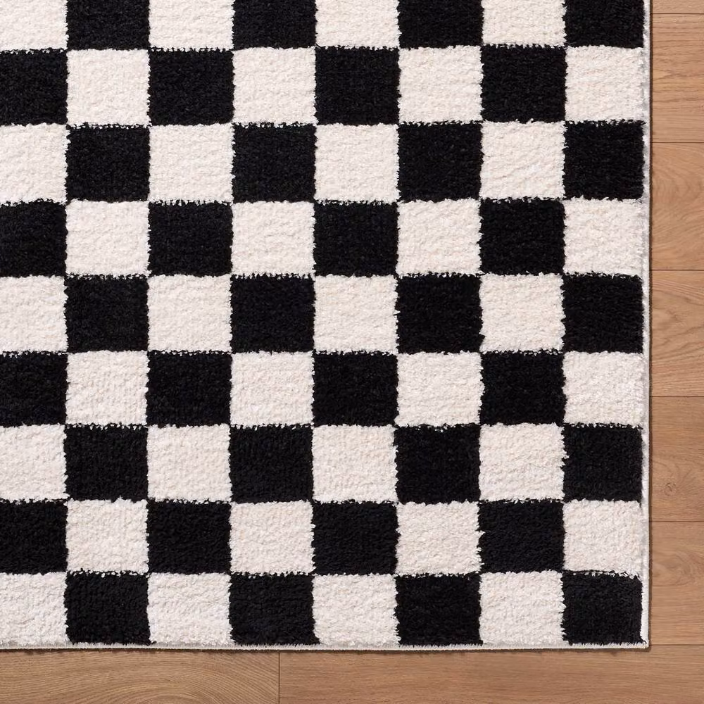 Livabliss Fossay Checked Shag Rug in Black, W: 200 cm, D: 275 cm – 6