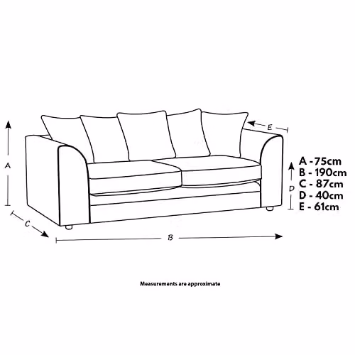 Luxor Living Black Jumbo Cord 3 Seater Fabric Sofa with Scatter Cushions – 3