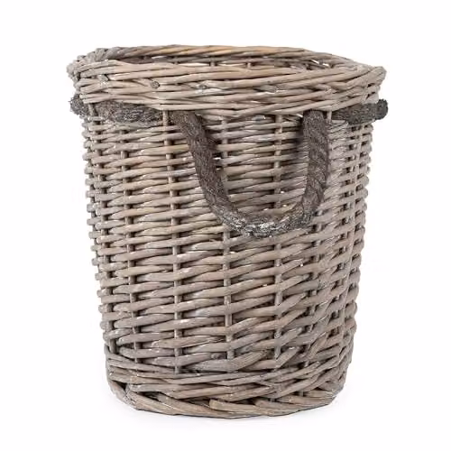 Madison & Mayfair Set of 2 Oval Rattan Log Baskets in Grey