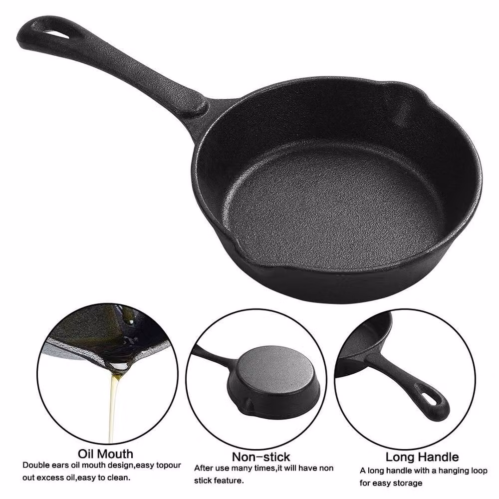 NESTLUNE Black Cast Iron Non Stick Enamel Grill Pan with Pouring Spout – 3