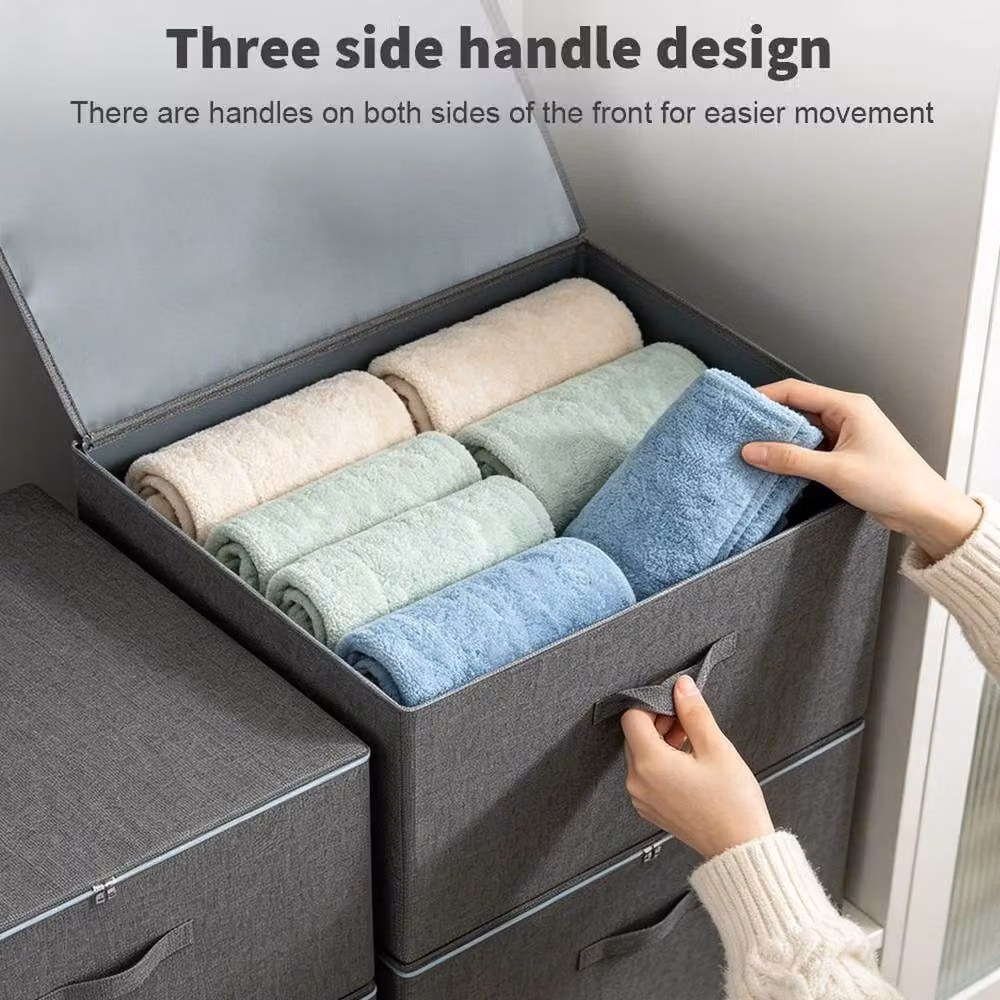 EONLION 4-Pack Zipped Fabric Clothes Storage Organisers in Grey – 2