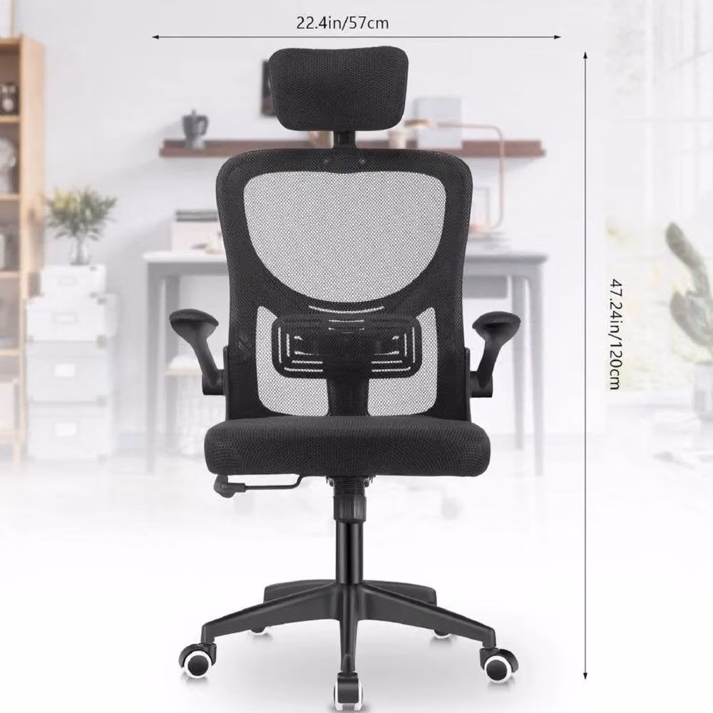 FORGEVIO Ergonomic Swivel Mesh Home Office Chair with Headrest and Armrests in Black – 2