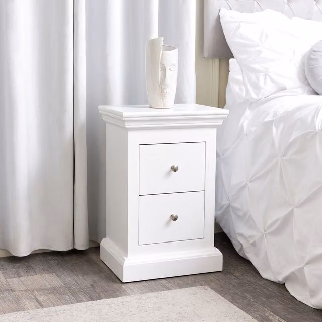 Melody Maison Haxey White 2 Drawer Bedside Table