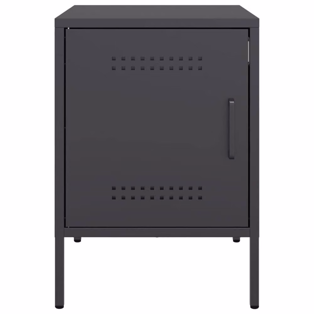 Berkfield Home Set of 2 Durable Metal Bedside Cabinets in Black, W/D/H: 36 x 39 x 50.5 cm – 3
