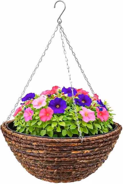 SPETLEK Brown Metal Round Hanging Basket Planter – 1