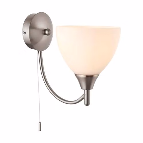 Netlighting Alton Dimmable Wall Light in Chrome and Grey with Glass Shade and E14 Socket