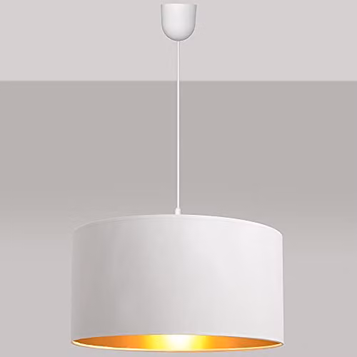 Netlighting Alba Cylindrical Pendant Ceiling Light in White and Gold/Brass, Diameter: 40 cm – 3