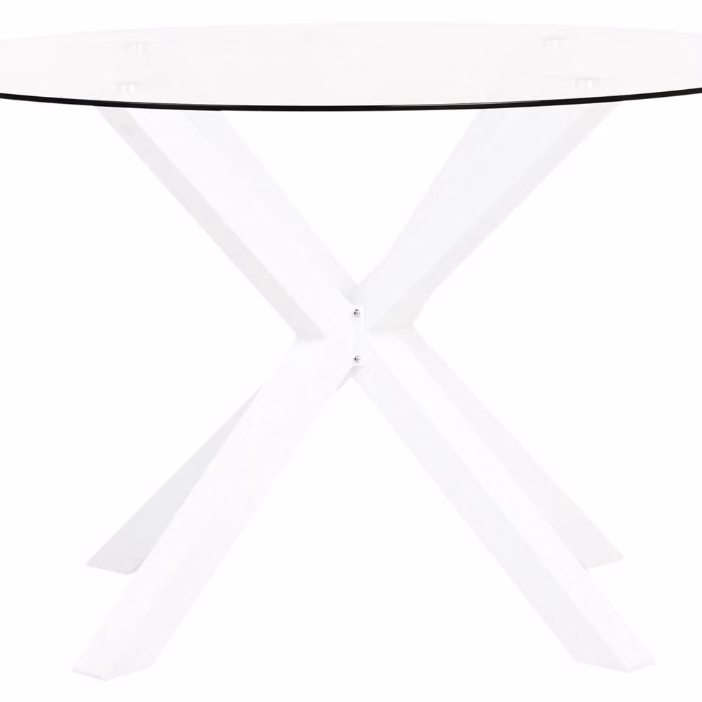 Wyld and Coco Round Garden Dining Table with Taupe Glass and White Powder Coated Aluminium Base, Diameter: 120 cm – 2