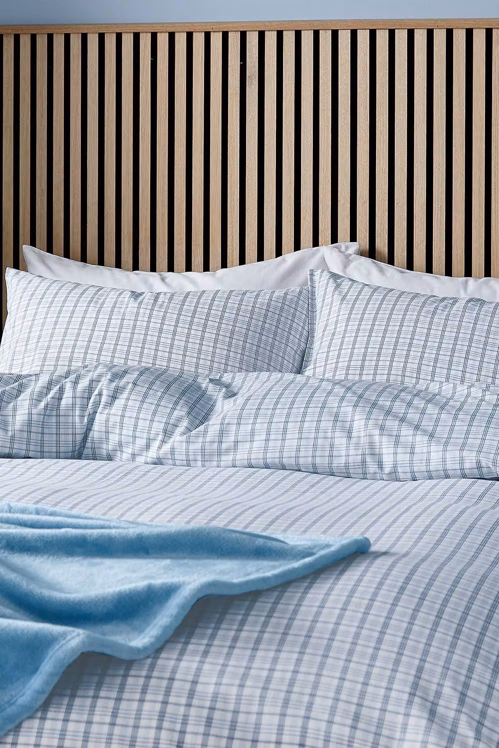 Helena Springfield Tranquil Check Reversible Duvet Cover and Pillowcase Set in Blue, W: 180 cm x D: 200 cm – 2