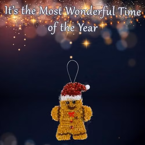 VFM e-Store Gingerbread Man Christmas Tinsel Decoration, Brown, H: 16 cm, W: 11 cm – 3