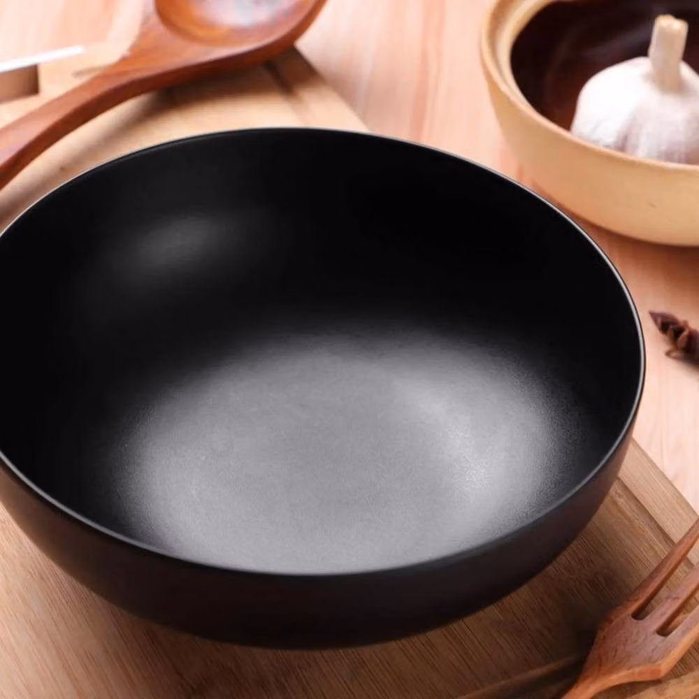 EONLION Black Ceramic Japanese Style Ramen Soup Bowl, 19 cm – 4