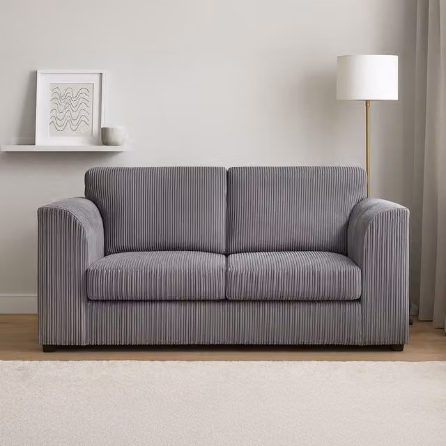 Furnishings For Less UK Luxor Jumbo Cord Fabric 2 Seater Fullback Sofa in Grey – 1