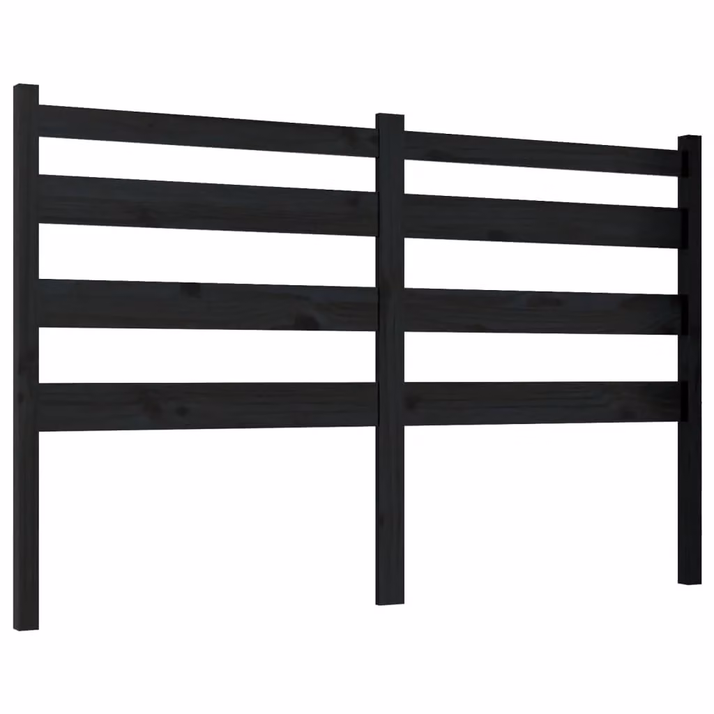 Berkfield Home Black Solid Wood Pine Bed Headboard, W: 126 cm, D: 4 cm, H: 100 cm – 2
