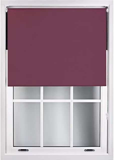 Furnished Aubergine Blackout Roller Blinds, Thermal Insulating and UV Resistant Polyester Window Shade, Width: 235 cm, Height: 210 cm