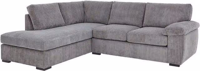Furniture786Ltd Amalfi Full Back Fabric Corner Sofa in Grey and Cream Striped Pattern