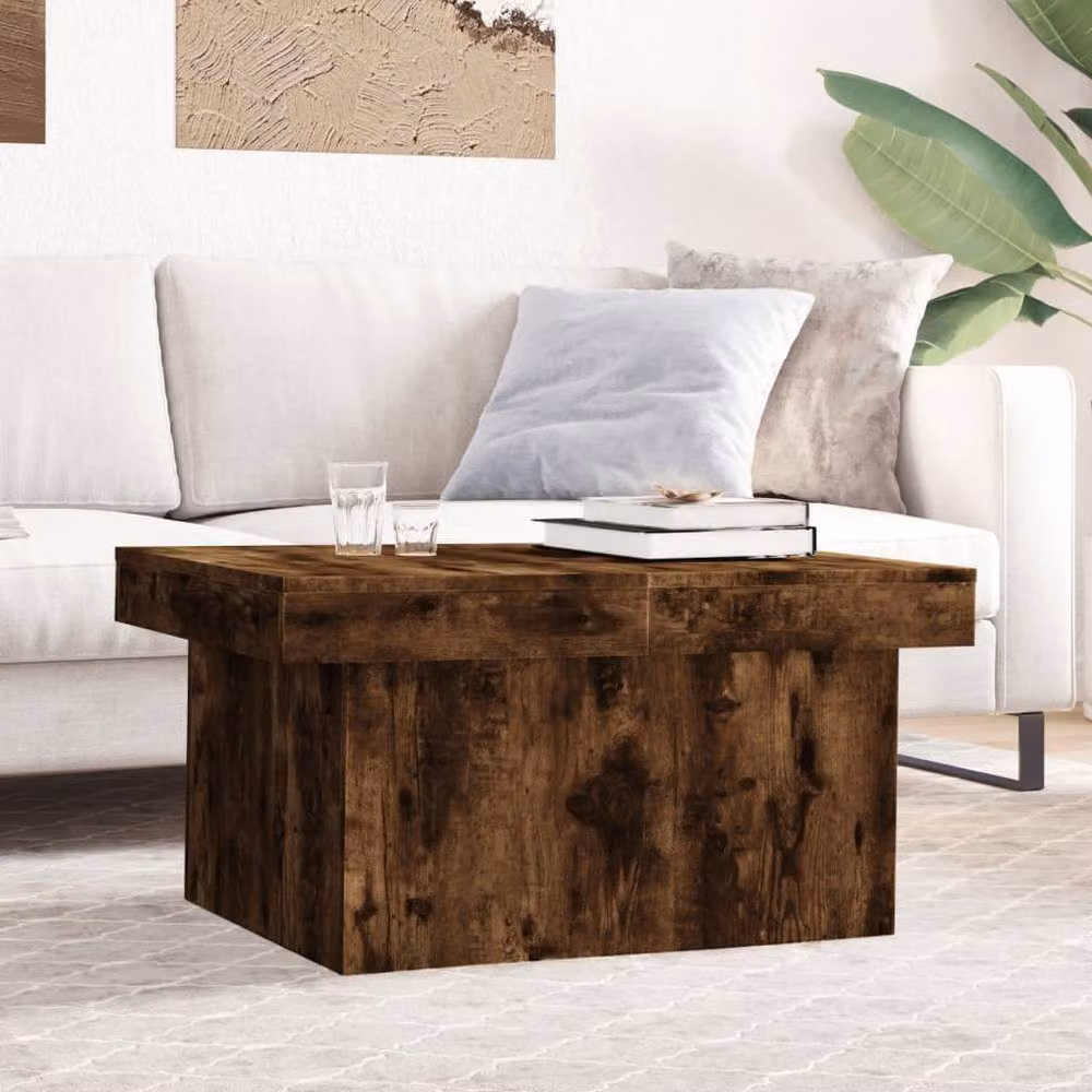 Berkfield Home Smoked Oak Coffee Table in Brown, W/D/H: 80 x 55 x 40 cm – 2