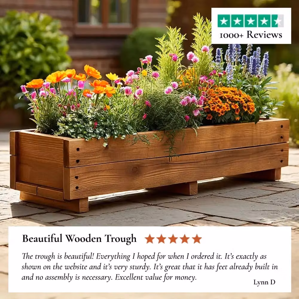 Access Garden Products Brown Wooden Window Box Planter W: 21.0 cm, D: 19.0 cm, H: 21.0 cm – 4