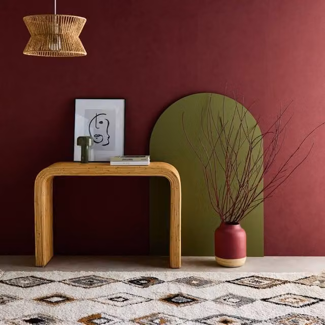 sweeek Natural Rattan Boho Console Table in Beige, Width: 110 cm – 1