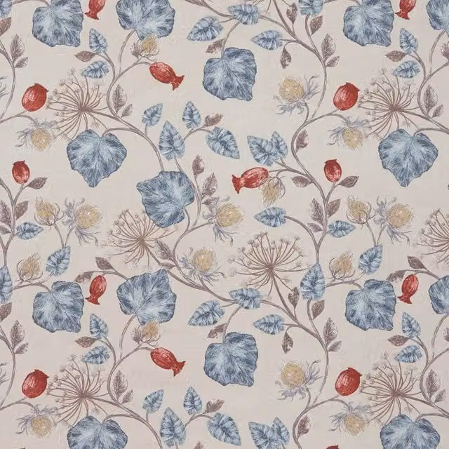 iLiv Parchment Fabric in Blue and Beige