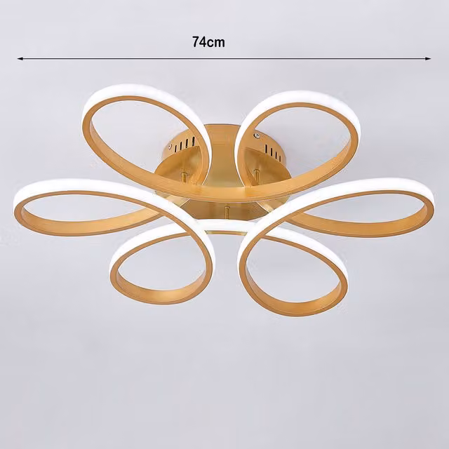 Living Star Modern Acrylic Petal LED Semi Ceiling Light in Gold and White, 93W