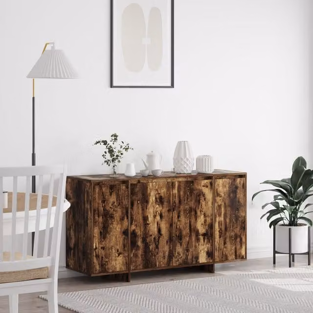 Berkfield Home Smoked Oak Sideboard in Brown, W: 135 cm, D: 41 cm, H: 75 cm