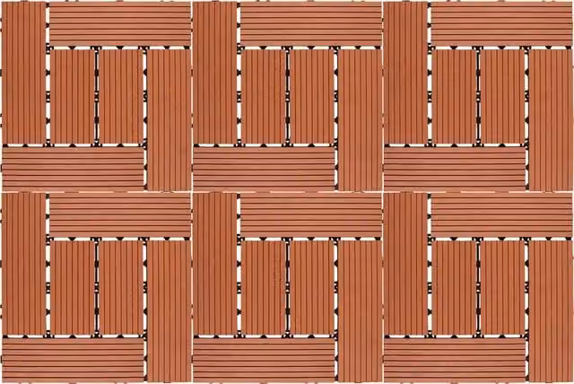 St Helens Terra Cotta Brick Patio and Deck Tiles, 6 Pack, Orange and Brown Plastic WPC