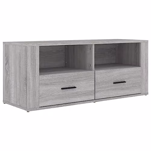 vidaXL Modern TV Cabinet Media Console in Brown and Grey Wood Finish, W/D/H: 100 x 35 x 40 cm