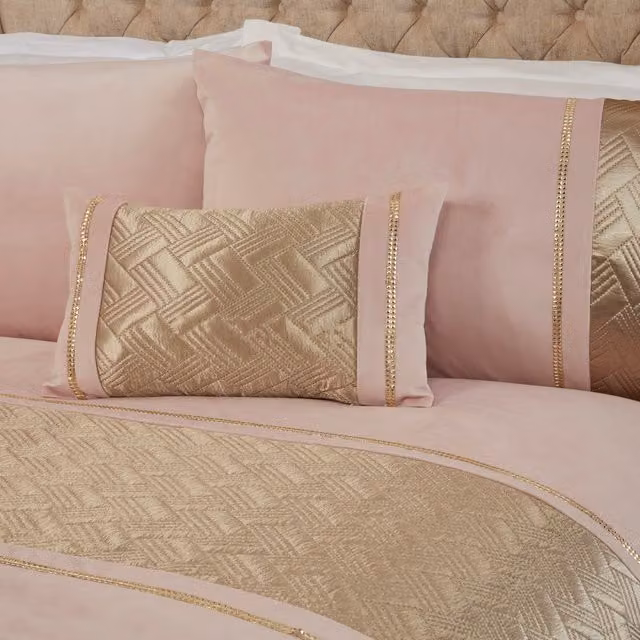 Rapport Home Capri Boudoir Velvet Cushion in Blush Pink