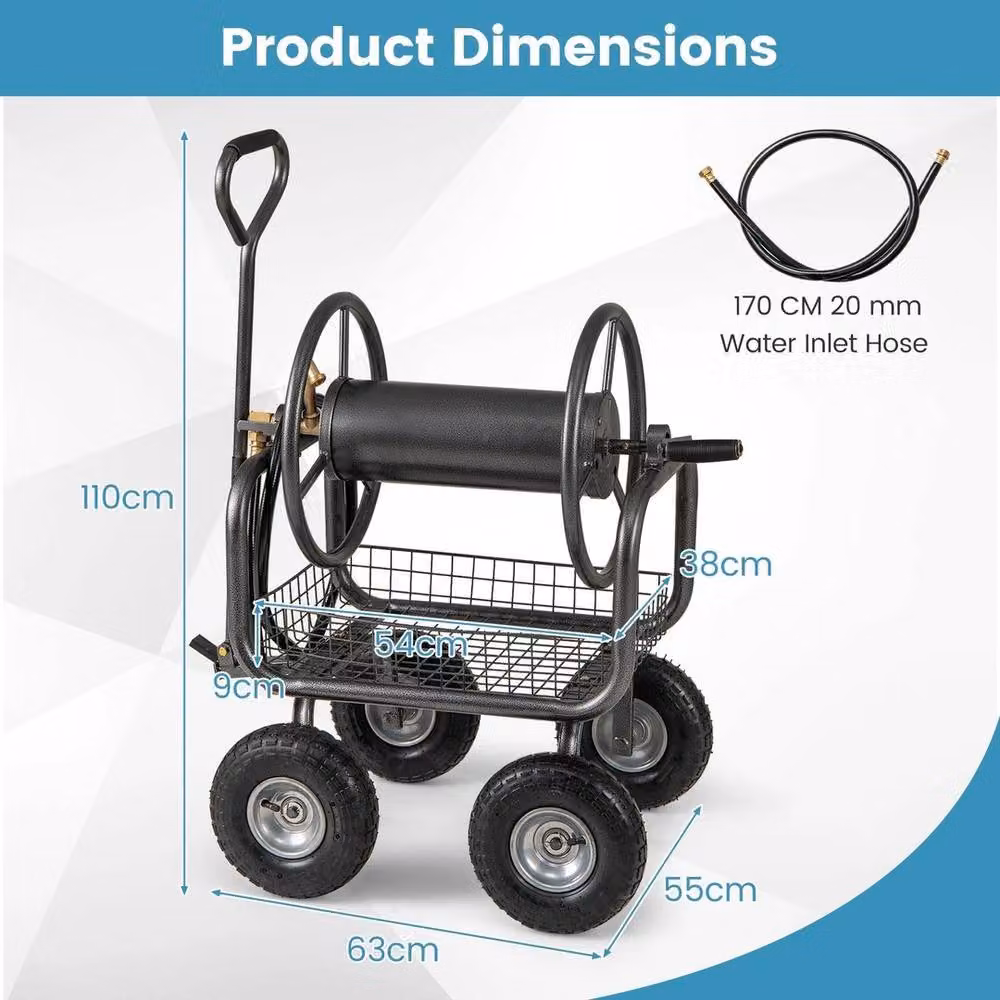 FLAVORA Portable Grey Garden Hose Cart for 90m 16mm Hose – 2