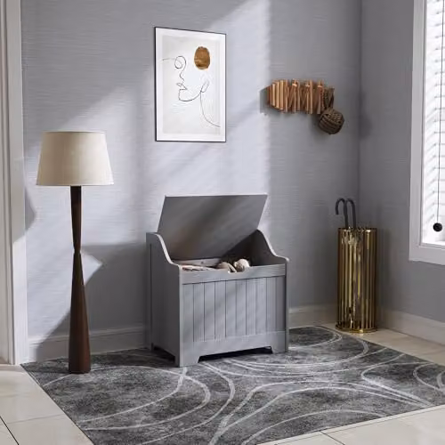 HOMCOM Grey Storage Trunk with Soft-Close Lid, W/D/H: 56.5 x 38 x 56 cm – 6