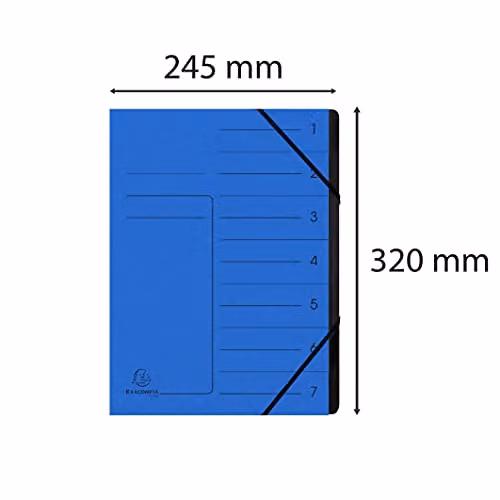 Exacompta Blue Stapled Spine Multipart File with 7 Reinforced Tabs for A4 Documents, Size: 245 x 320 mm – 2