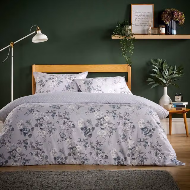 NewEdgeBlinds Nature Flannel Duvet Cover, Grey and Green, W: 140 cm, L: 200 cm