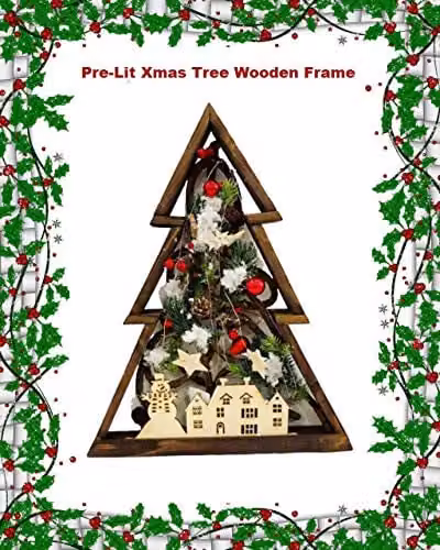Shatchi 39cm LED Pre-Lit Nordic Christmas Tree Tabletop Decoration in Brown and Red – 2