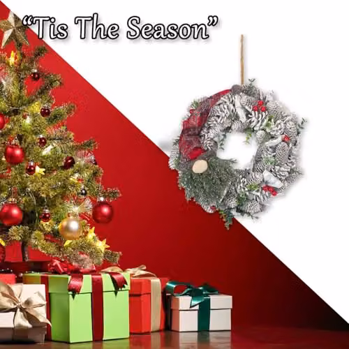 VFM e-Store Christmas Wreath Decoration in Green, Brown and Multicolour, W/D/H: 37 x 37 x 37 cm – 5