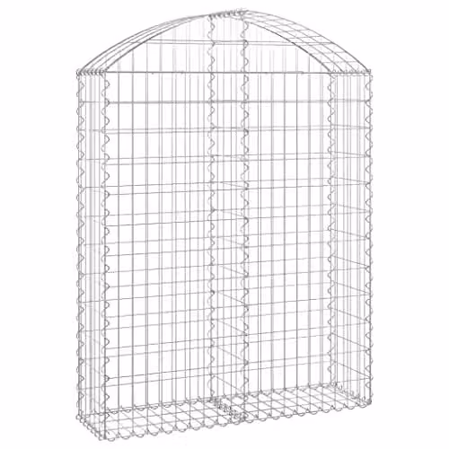 vidaXL Arched Gabion Basket in Silver Galvanised Steel, W/D/H: 100 x 30 x 120/140 cm – 1