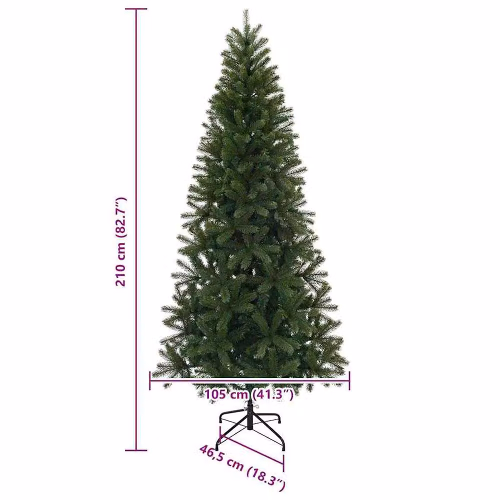 Berkfield Home Elegant Artificial Christmas Tree with 300 LEDs, Green, Height: 210 cm – 6