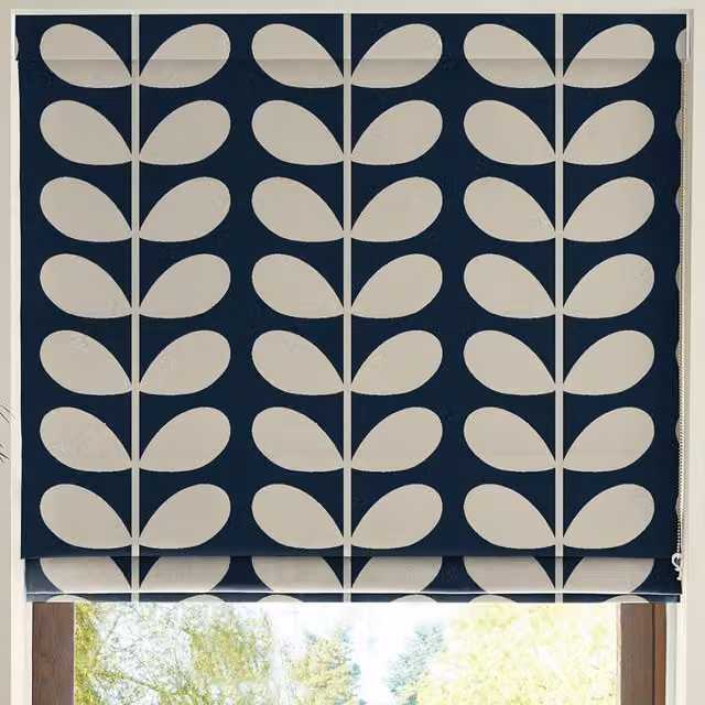 Orla Kiely Blue Jumbo Solid Stem Blackout Made to Measure Roman Blind