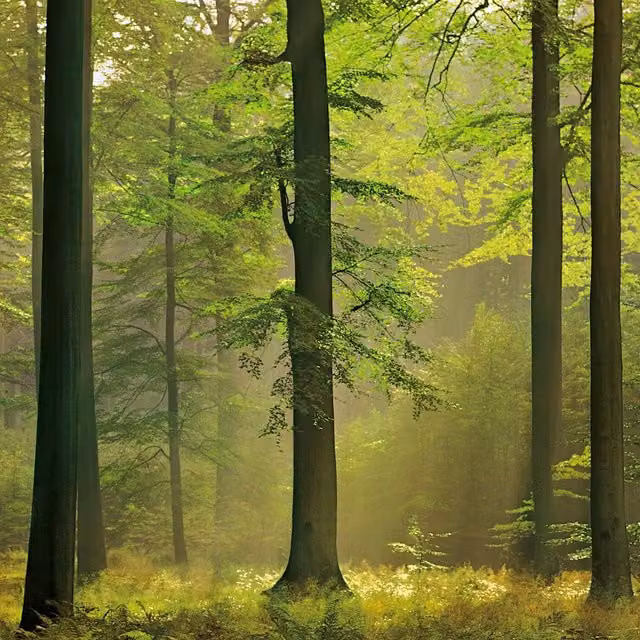 Autumn Forest Wall Mural in Green, Width: 192 cm