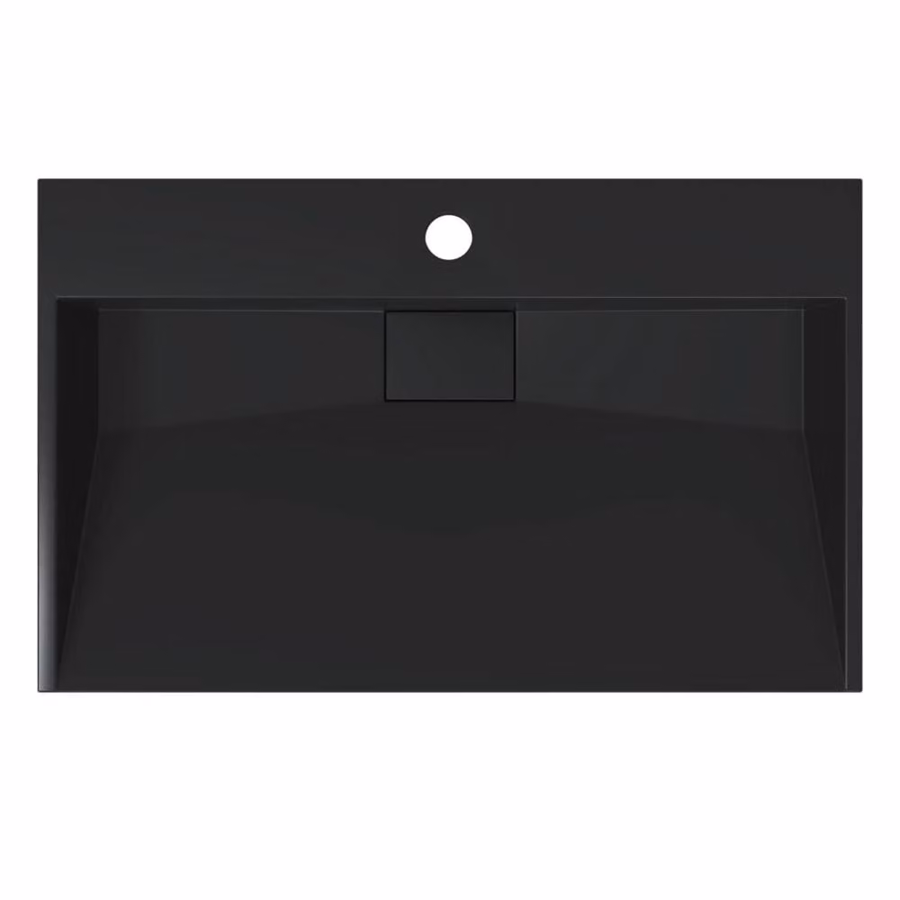 Berkfield Home Rectangular Sturdy Wash Basin in Matt Black, Mineral Cast, W/D/H: 60 x 38 x 11 cm – 4