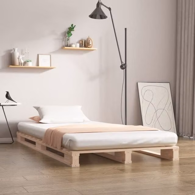 Berkfield Home Pallet Bed in Brown Solid Pine Wood, W/D/H: 90 x 200 cm – 1
