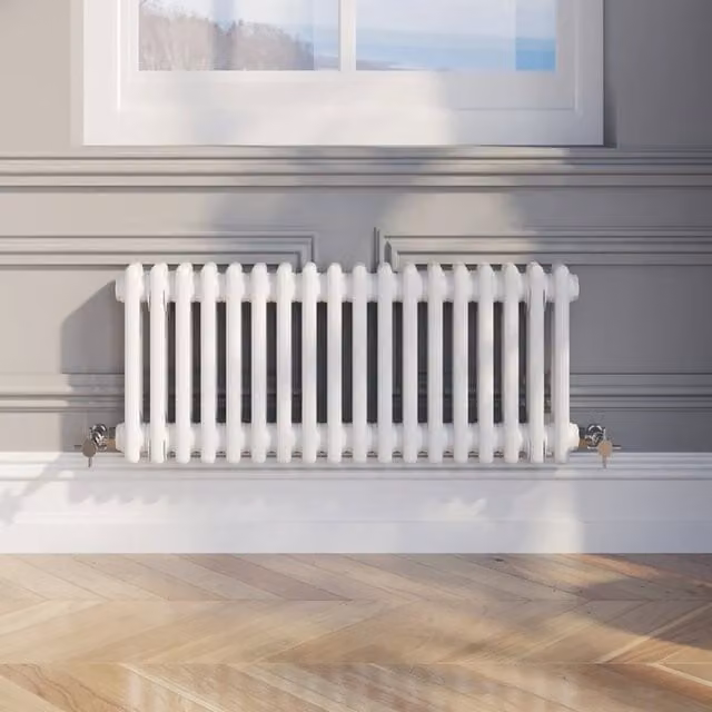 Temprazo Traditional Colosseum Double Bar Column Radiator in White, H: 60.5 cm, W: 30 cm, D: 7 cm