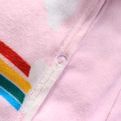 OHS Single Teddy Fleece Rainbow Duvet Cover and Pillowcase Set, Pink, Duvet Cover: 135 x 200 cm, Pillowcase: 50 x 75 cm – 2