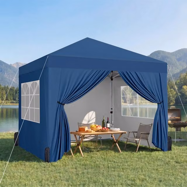 Yaheetech Heavy Duty Pop-up Canopy Gazebo in Navy Blue with UPF 50+ Polyester Canopy and Steel Frame