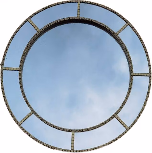 Biznest Round Window Style Wall Mirror in Gold