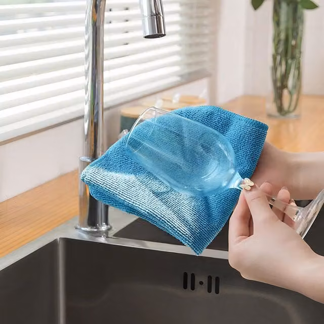 Livingandhome 12-Piece Microfibre Cotton Dishcloth Set in Pink, Yellow, Green and Blue