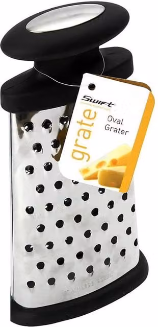 Dexam 23cm Oval Fine Food Grater with Soft Grip and Non-Slip Base in Silver and Multicolour – 1
