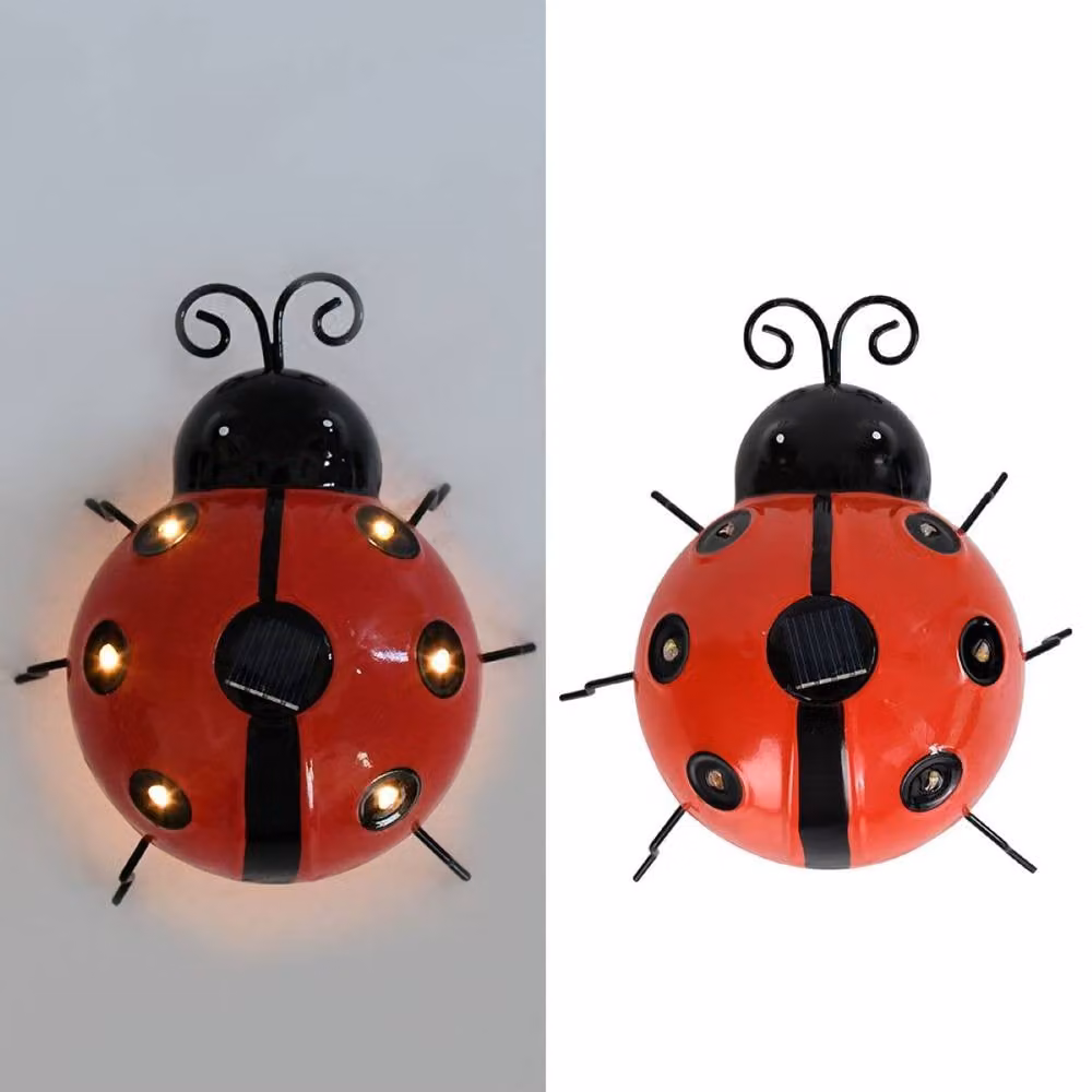 Quipulse Pack of 4 Red Seven-Spotted Ladybird Solar Powered Garden Lights with Dusk Sensor – 2