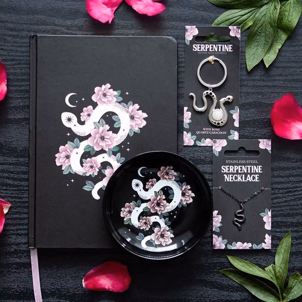 Uniqueful Floral Snake Ceramic Trinket Dish in Black, White or Pink – 2