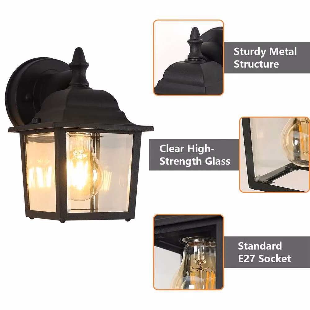 Pheashine Black Outdoor Wall Lamp with E27 Socket and IP54 Rating for Gardens and Porches – 3